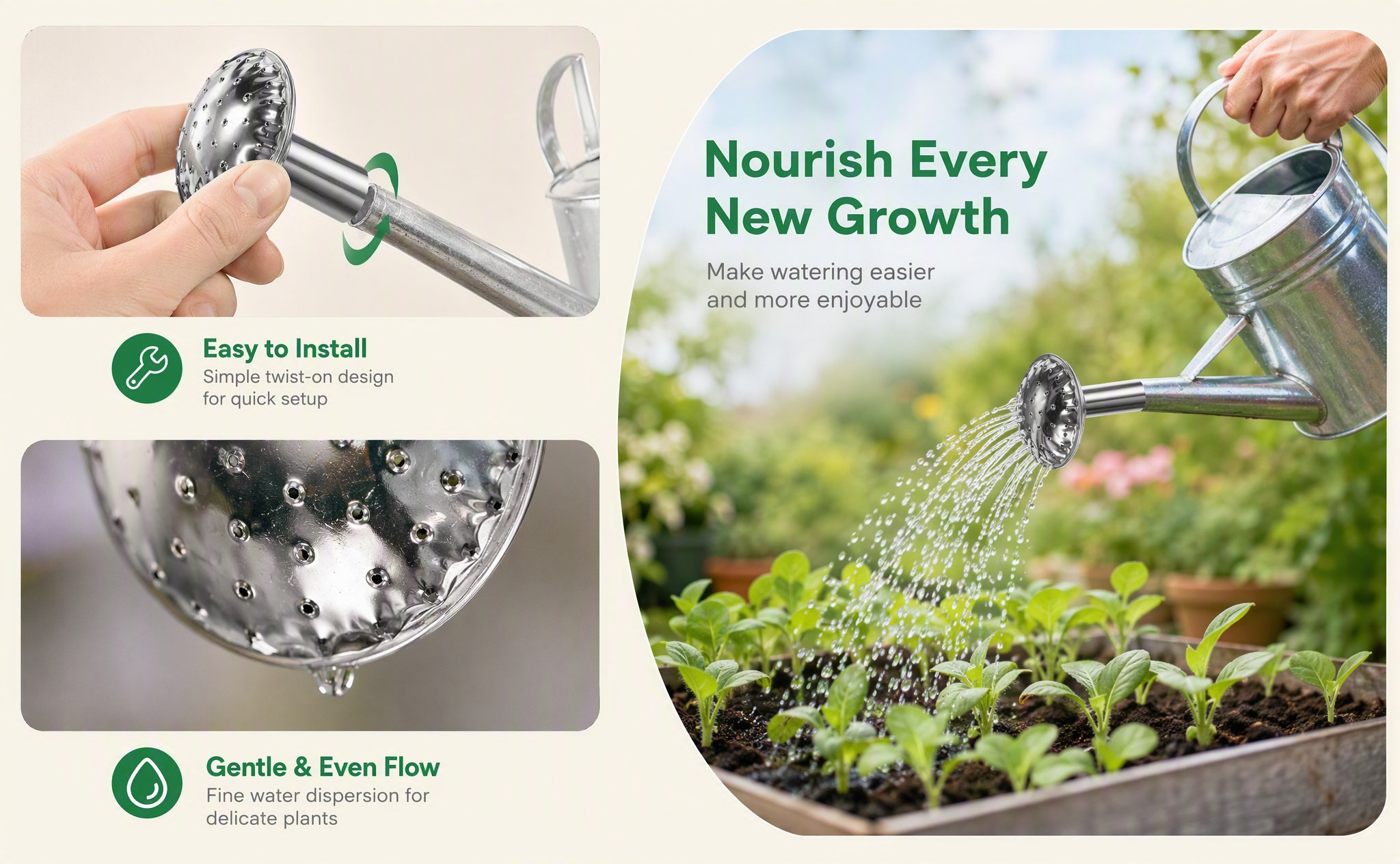 Watering Can - Tête de pulvérisateur en acier inoxydable